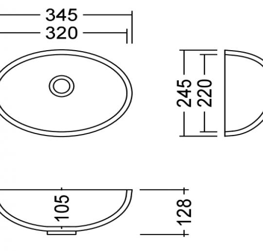 AWO 32 D Eclipse Waschbecken Unterbau 320x220 mm