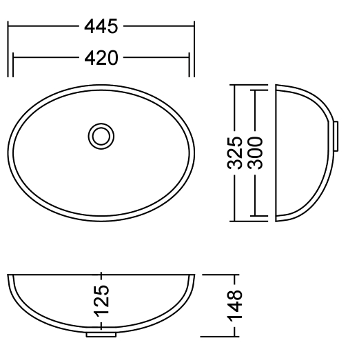 AWO 42 D Eclipse Waschbecken Unterbau 420x300 mm