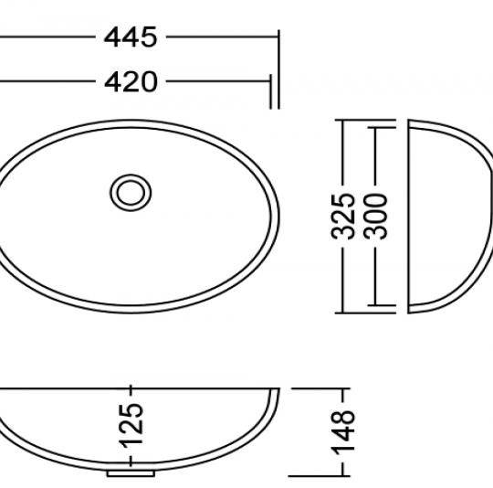 AWO 42 D Eclipse Waschbecken Unterbau 420x300 mm