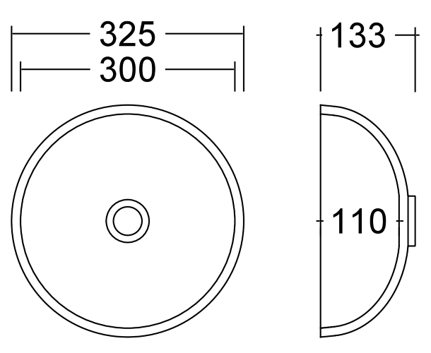 AWR 30 D Eclipse Waschbecken Unterbau D 300 mm