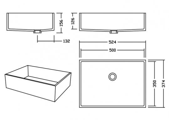 AWE 50 D Eclipse Waschbecken Unterbau 500x350 mm