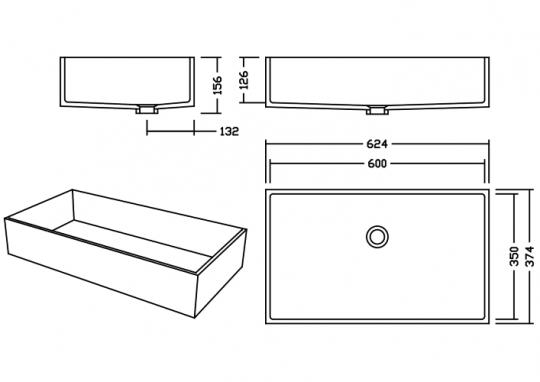AWE 60 D Eclipse Waschbecken Unterbau 600x350 mm