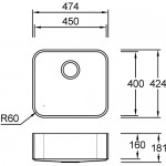 Combi R45 E Quarry / Mosaic / Terrazzo / Tempest Stella Spülbecken Unterbau 450x400 mm