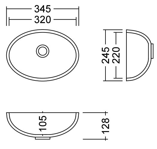 AWO 32 E Brionne Waschbecken Unterbau 320x220 mm