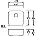 Combi R40 E Quarry / Mosaic / Terrazzo / Tempest Stella Spülbecken Unterbau 400x400 mm