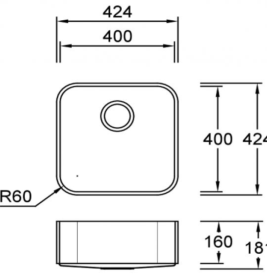 Combi R40 E Quarry / Mosaic / Terrazzo / Tempest Stella Spülbecken Unterbau 400x400 mm