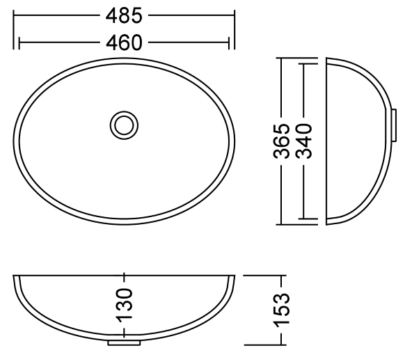 AWO 46 F Aria Waschbecken Unterbau 460x340 mm