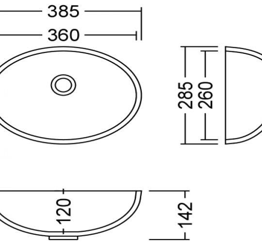 AWO 36 C Solid Pop Waschbecken Unterbau 360x260 mm