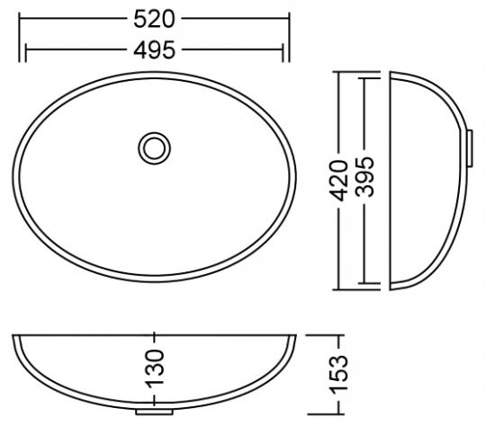 AWO 49 C Solid Pop Waschbecken Unterbau 495x395 mm