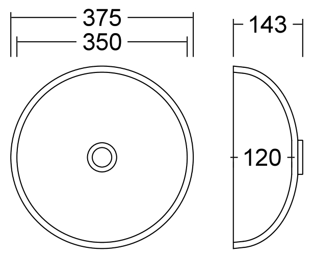 AWR 35 D Metallic Waschbecken Unterbau D 350 mm