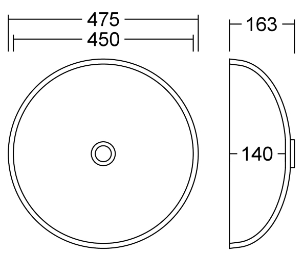AWR 45 A Solid I Waschbecken Unterbau D 450 mm