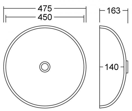 AWR 45 C Solid Pop Waschbecken Unterbau D 450 mm