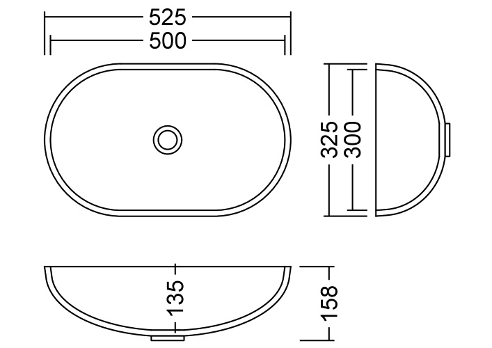 AWL 50 B Solid II Waschbecken Unterbau 500x300 mm
