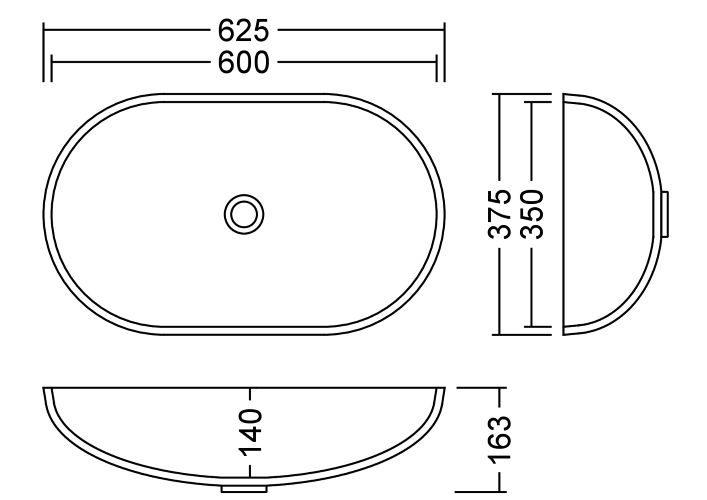 AWL 60 C Solid Pop Waschbecken Unterbau 600x350 mm