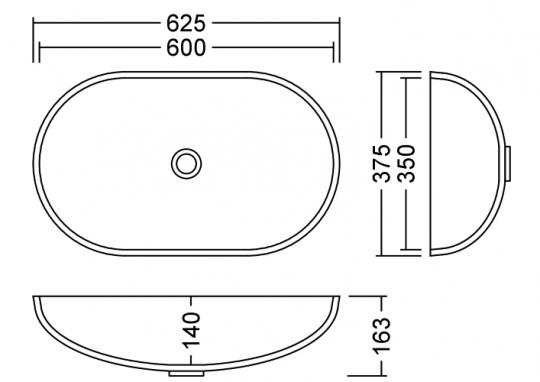 AWL 60 E Quarry / Mosaic / Terrazzo  Waschbecken Unterbau 600x350 mm