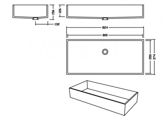 AWE 80 B Solid II Waschbecken Unterbau 800x350 mm