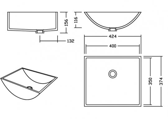AWB 40 E Quarry Mosaic Terrazzo Waschbecken Unterbau 400x350 mm
