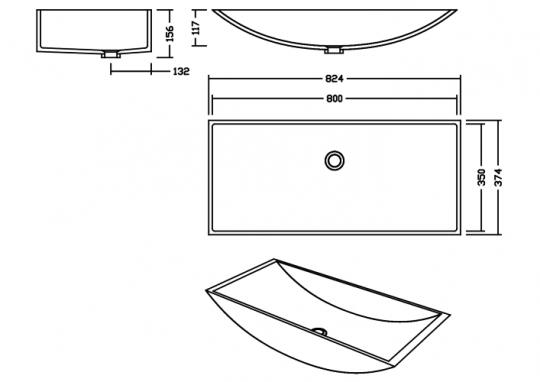 AWB 80 E Quarry Mosaic Terrazzo Waschbecken Unterbau 800x350 mm