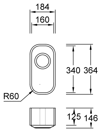 Combi R16 E Quarry Mosaic Spülbecken Unterbau 340x160 mm