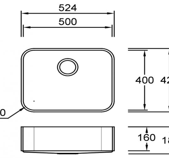 Combi R50 A Solid I Spülbecken Unterbau 500x400 mm