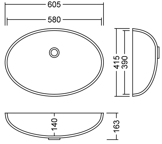 AWO 58 B Solid II Waschbecken Unterbau 580x390 mm