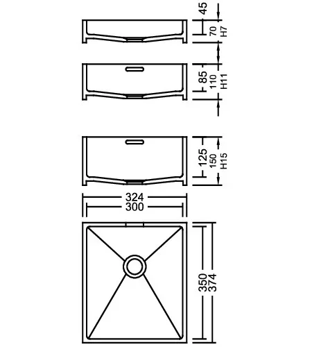 AWE 30_35 Solid PG A Waschbecken Auf-und Unterbau