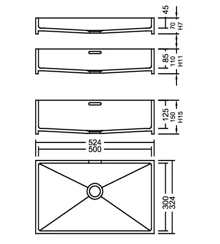 AWE 50_30 Solid PG A Waschbecken Auf-und Unterbau