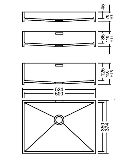 AWE 50_35 Solid PG A Waschbecken Auf-und Unterbau