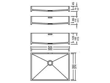 AWE 50_35 Solid PG A Waschbecken Auf-und Unterbau