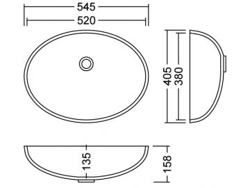 AWO 52 B Solid II Waschbecken Unterbau 520x380 mm