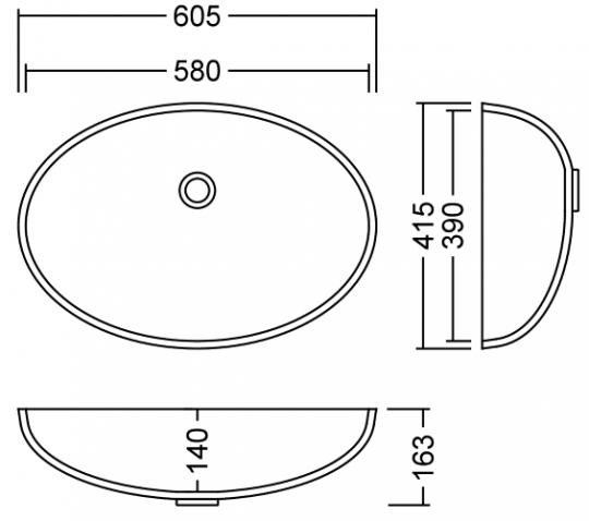 AWO 58 B Solid II Waschbecken Unterbau 580x390 mm