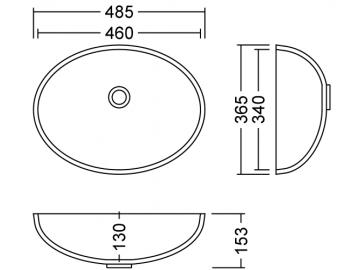 AWO 46 B Solid II Waschbecken Unterbau 460x340 mm